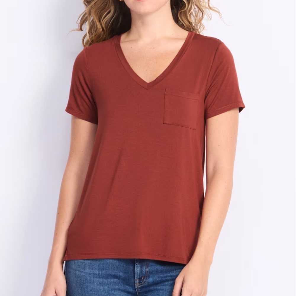 Market & Spruce Brick V-Neck Pocket Tee